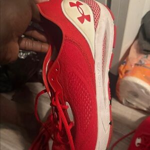 Under Armour Red and White Running Shoes